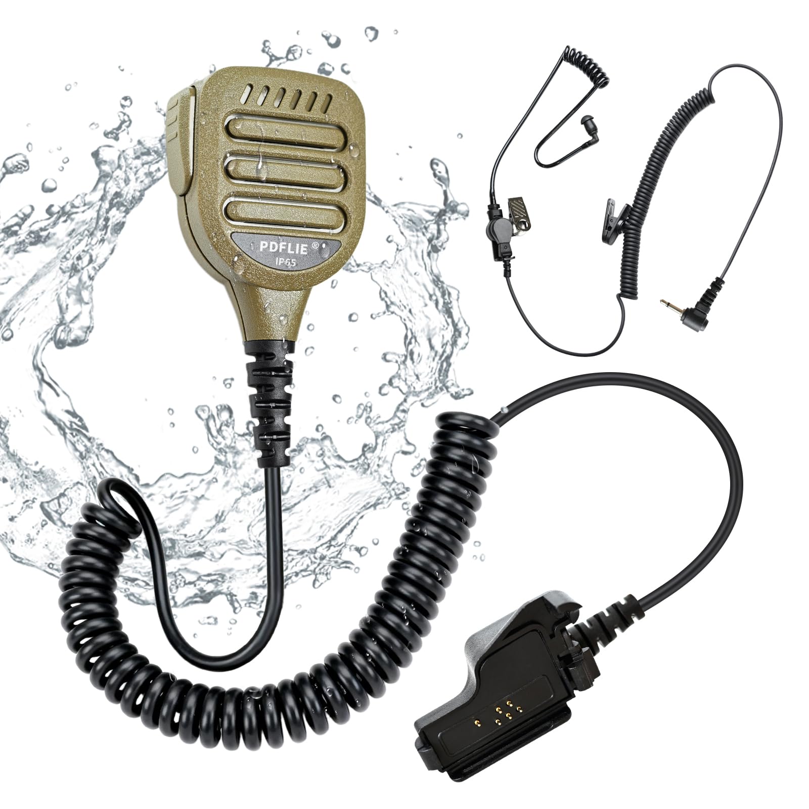 Pdflie IP65 Waterproof Shoulder Mic for Motorola XTS1500 XTS2500 XTS3000 XTS3500 XTS5000 XTS5000r JT1000 HT1000 and Kenwood Viking VP900 VP5000 VP6000