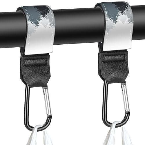 Miniatura 16 de Correas para cochecito, bolsas de pañales con ganchos para mamá, carrito de compras universal, billetera, mochila - 2 paquetes (calavera)