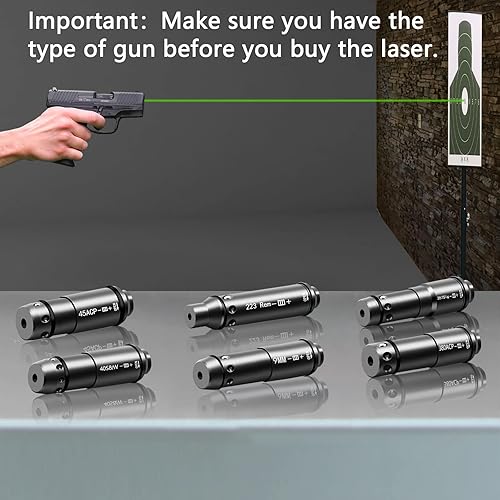 Miniatura 6 de AIMINGMATE Cartucho de entrenamiento láser verde 223 Rem0.354in45ACP40S&W357Slg380ACP para práctica de entrenamiento de fuego seco, incluye tapa de