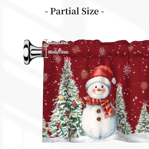Miniatura 3 de Cenefa de Navidad para ventana, cenefa de cortina de muñeco de nieve con bolsillo para barra, árbol de Navidad, copo de nieve, tratamiento de