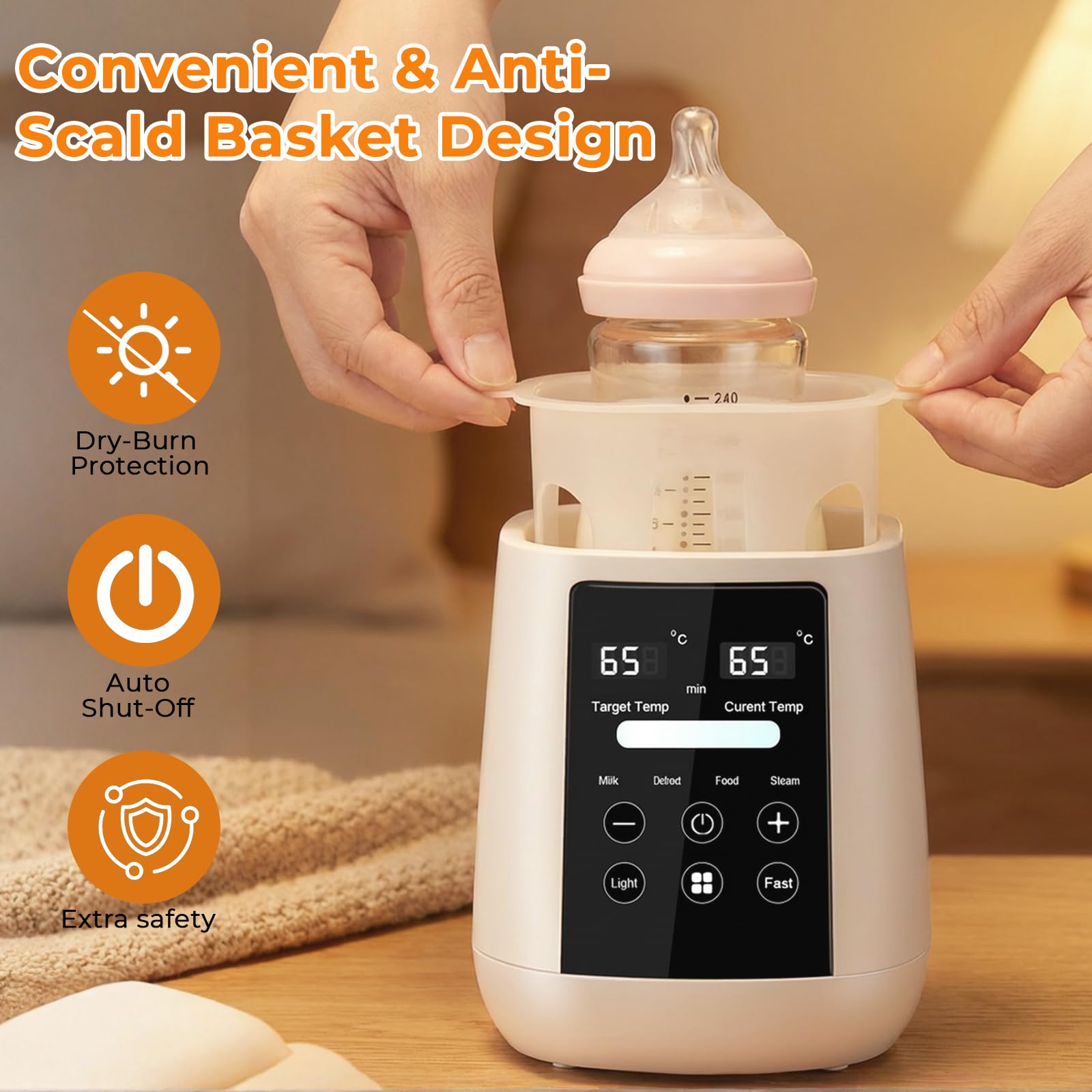 Scaldabiberon 6 in 1, Sterilizzatore Biberon, Multifunzione Scalda Biberon Neonato, Riscaldamento Rapido, Controllo Temperatura, Scongelamento, per Latte Materno e Omogeneizzati