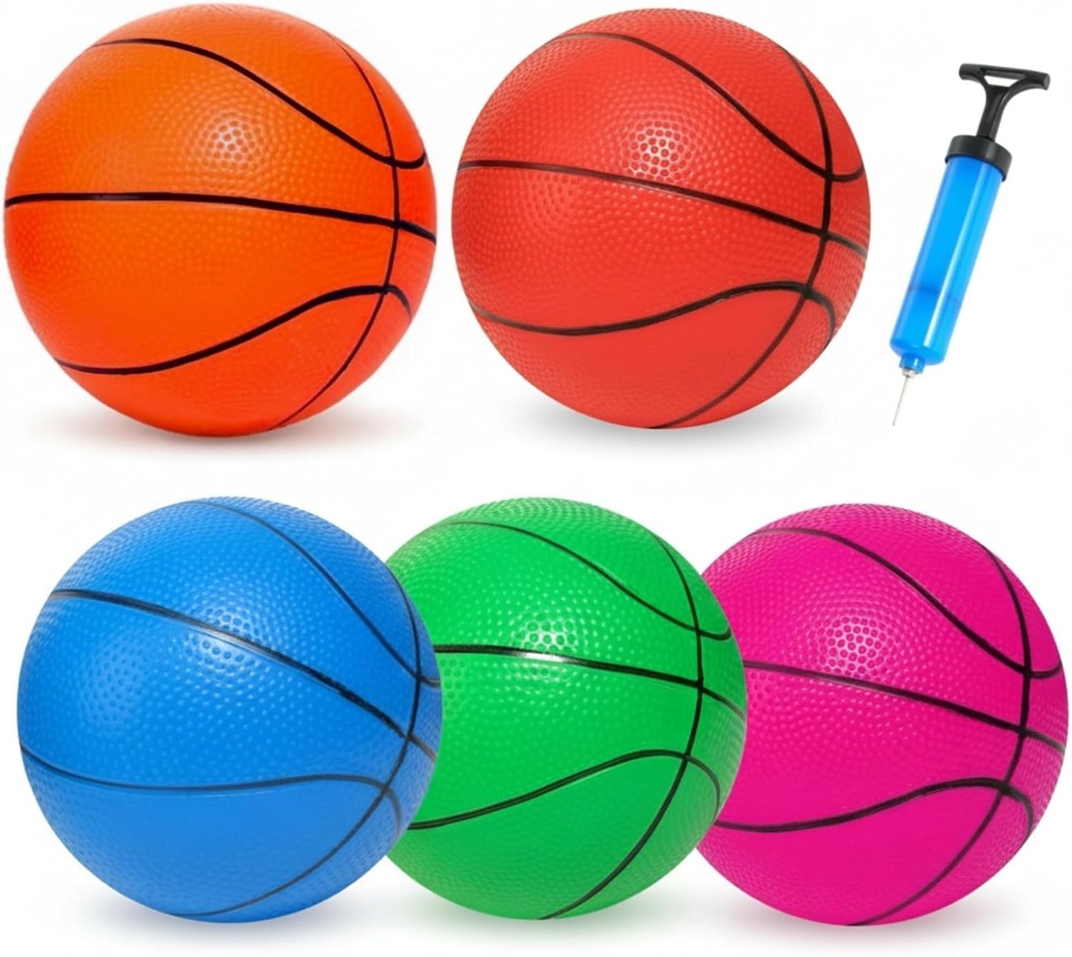 5 Pack 7 Inch Small Basketballs - Size 3 Mini Basketball Set with 5 Colors Toy Basketballs for Kids, Indoor and Outdoor Play