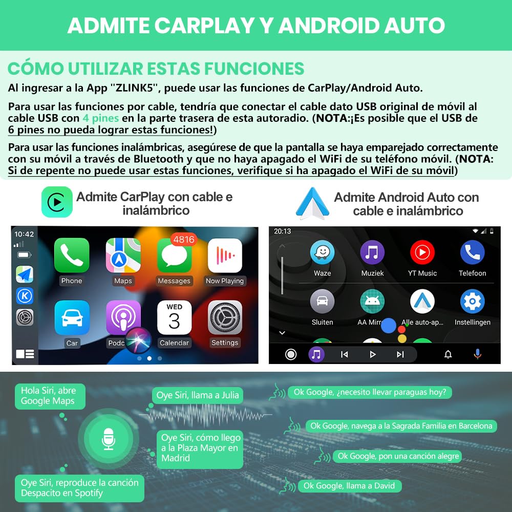 Android 13 2GB+32GB 1 DIN Radio Coche Universal con Pantalla Táctil y Giratoria de 10 Pulgadas, con CarPlay/AndroidAuto/Mirror Link, WiFi/GPS/Bluetooth/RDS/USB/FM/Mandos del Volante