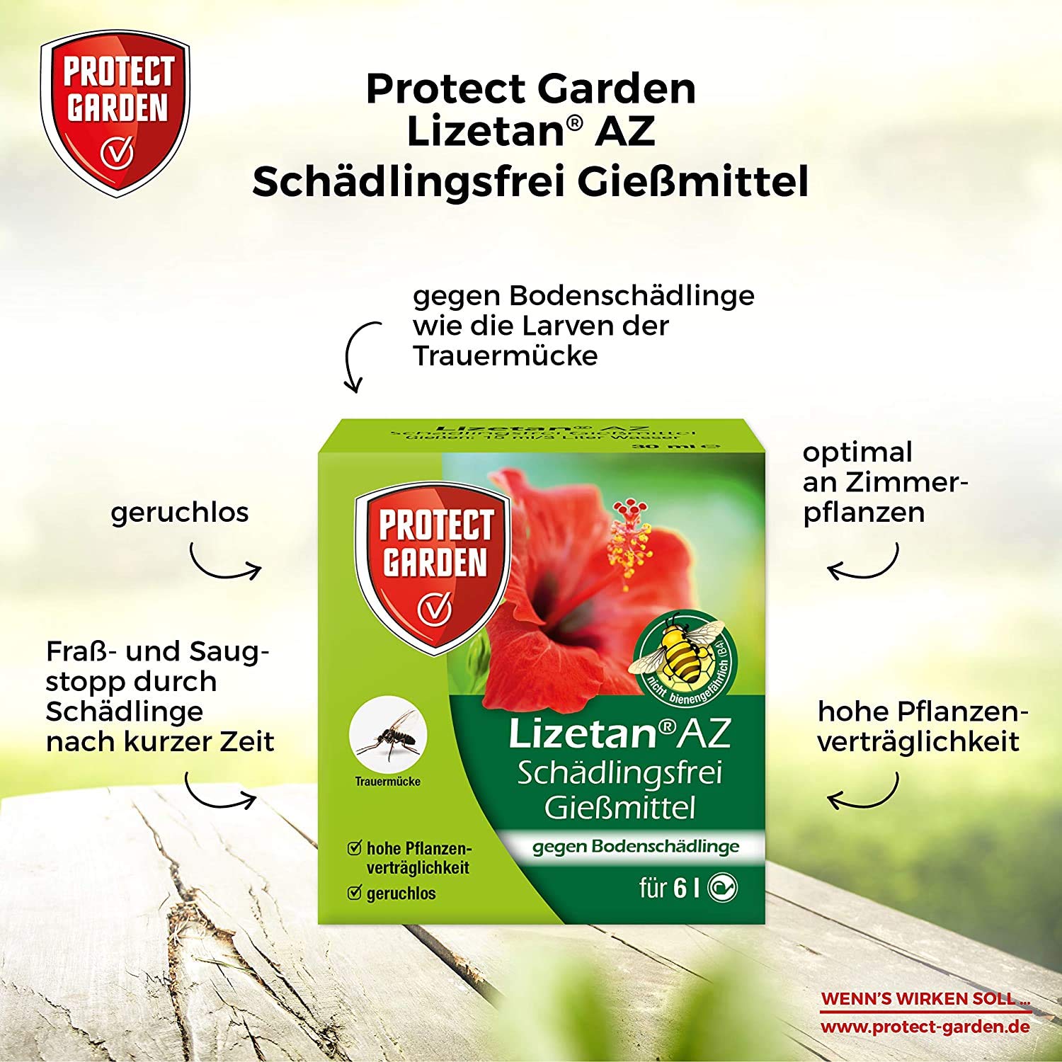 AZ Schädlingsfrei Gießmittel 6x30 ml für 36 Liter Gießwasser gegen Larven der Trauermücken