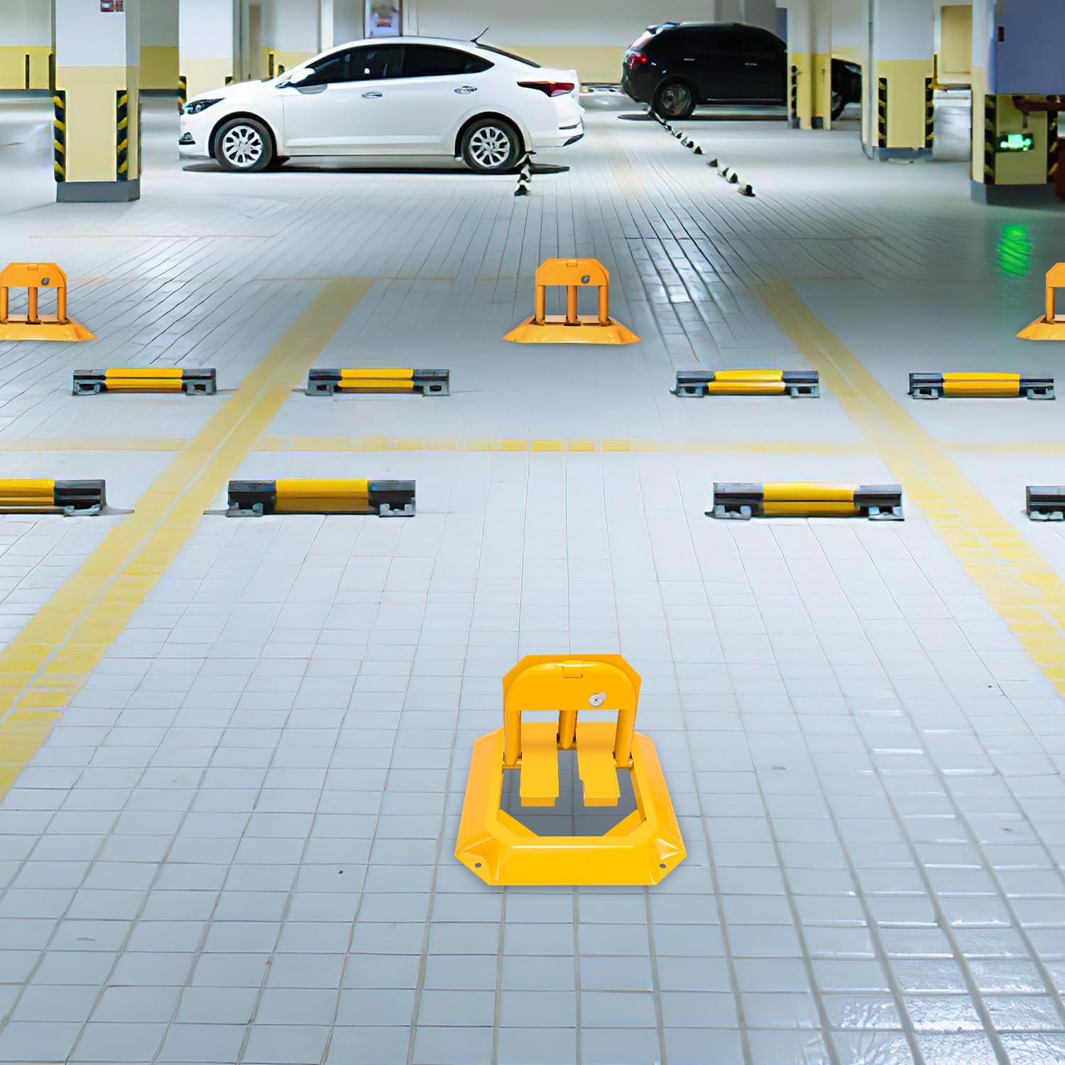 Sonnewelt Blocco Parcheggio Pieghevole con 3 Chiavi, Dissuasore Parcheggio in Acciaio, Barriera Posto Auto fino a 5000 kg, 55,5 x 46 x 32 cm, per Garage Vialetto