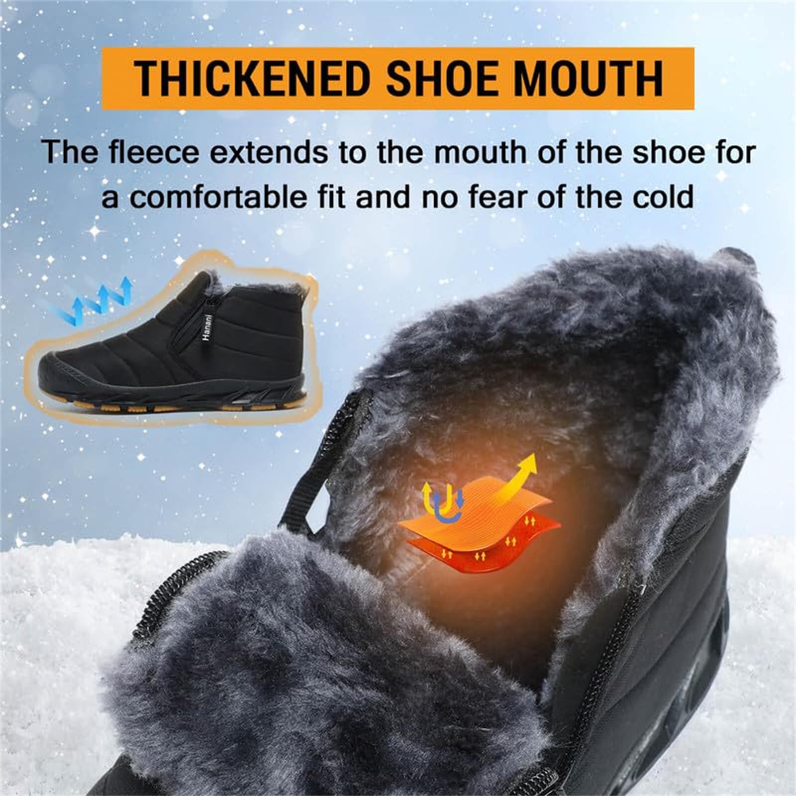 Hanani Stivali Uomo Invernali Caldo Stivaletti da Neve Comode Cerniera Donna Scarpe antiscivolo Caviglia Boots