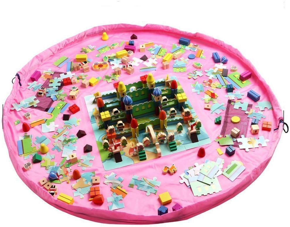 Ferryman Toy Storage Bag, 60 inch Foldable Toy Organiser for Home and Outdoor, Portable for Lego Building Block, Pink