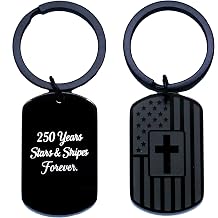 USA 250th Anniversary 4th of July Cross & American Flag Keychains