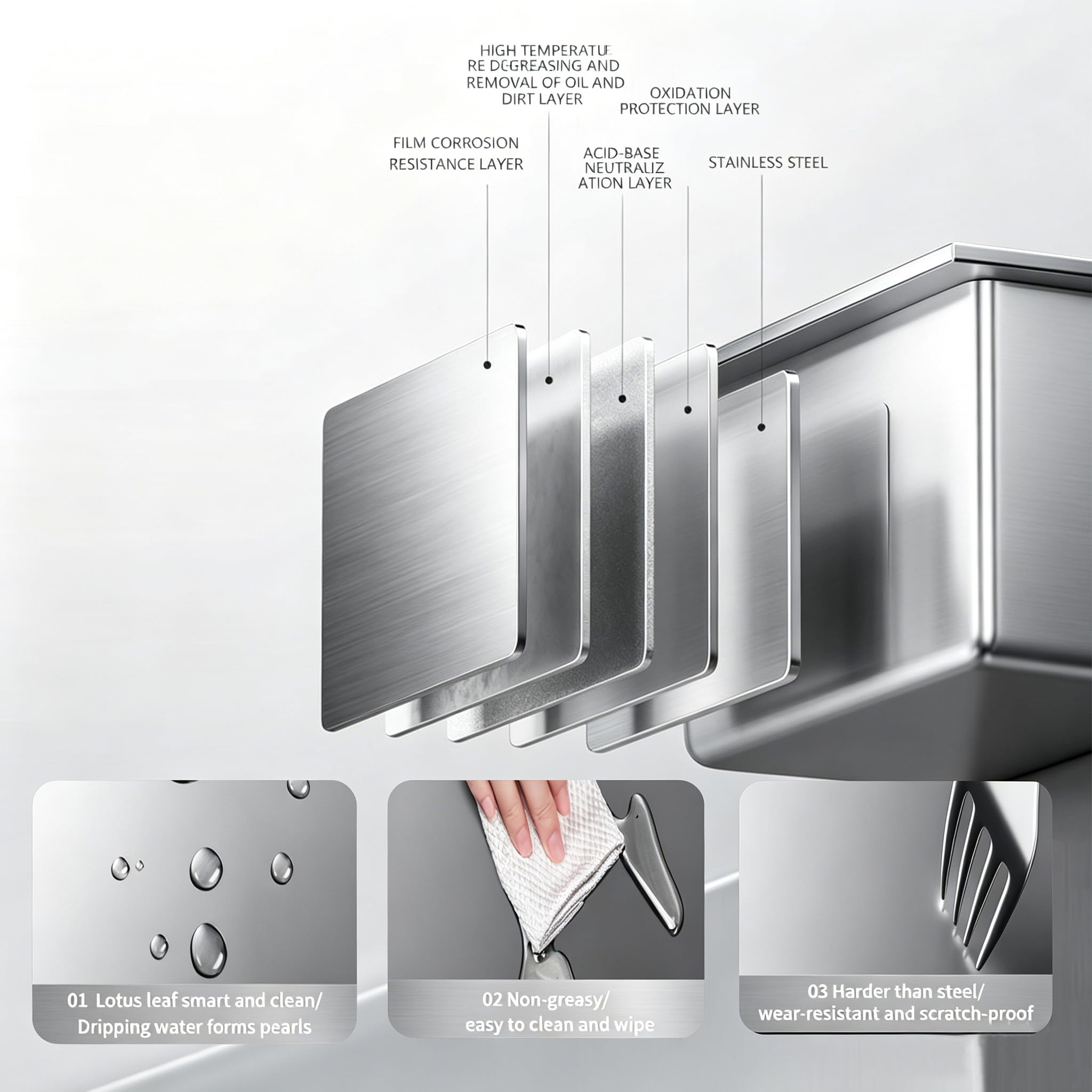 Fregadero de cocina de acero inoxidable, fregadero de banco de trabajo empotrado/montado en la parte superior con accesorios deslizantes, fregadero de banco de trabajo con múltiples accesorios