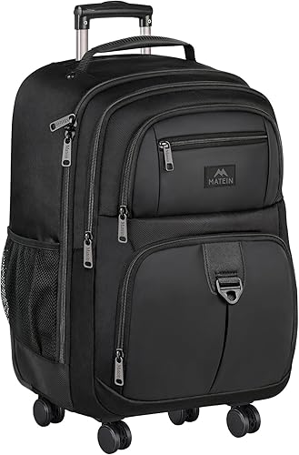 MATEIN - Mochila rodante con 4 ruedas, mochila de viaje con ruedas para laptop de 17 pulgadas para mujeres y hombres, bolsa de negocios grande
