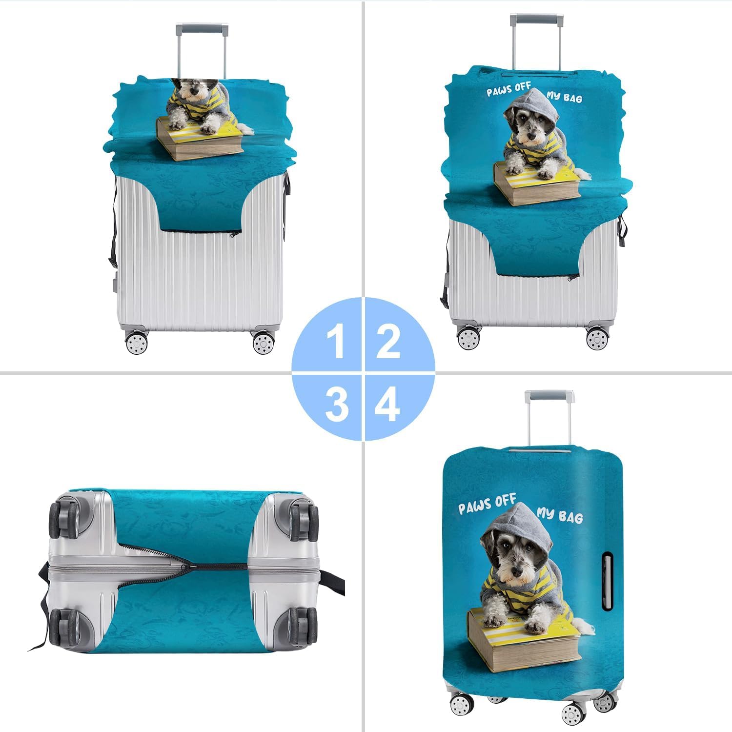 Paws Off My Bag Luggage Cover – Funny Dog Suitcase Protector, Stretch Elastic Luggage Cover for Travel, XL(32"-34" Suitcase)