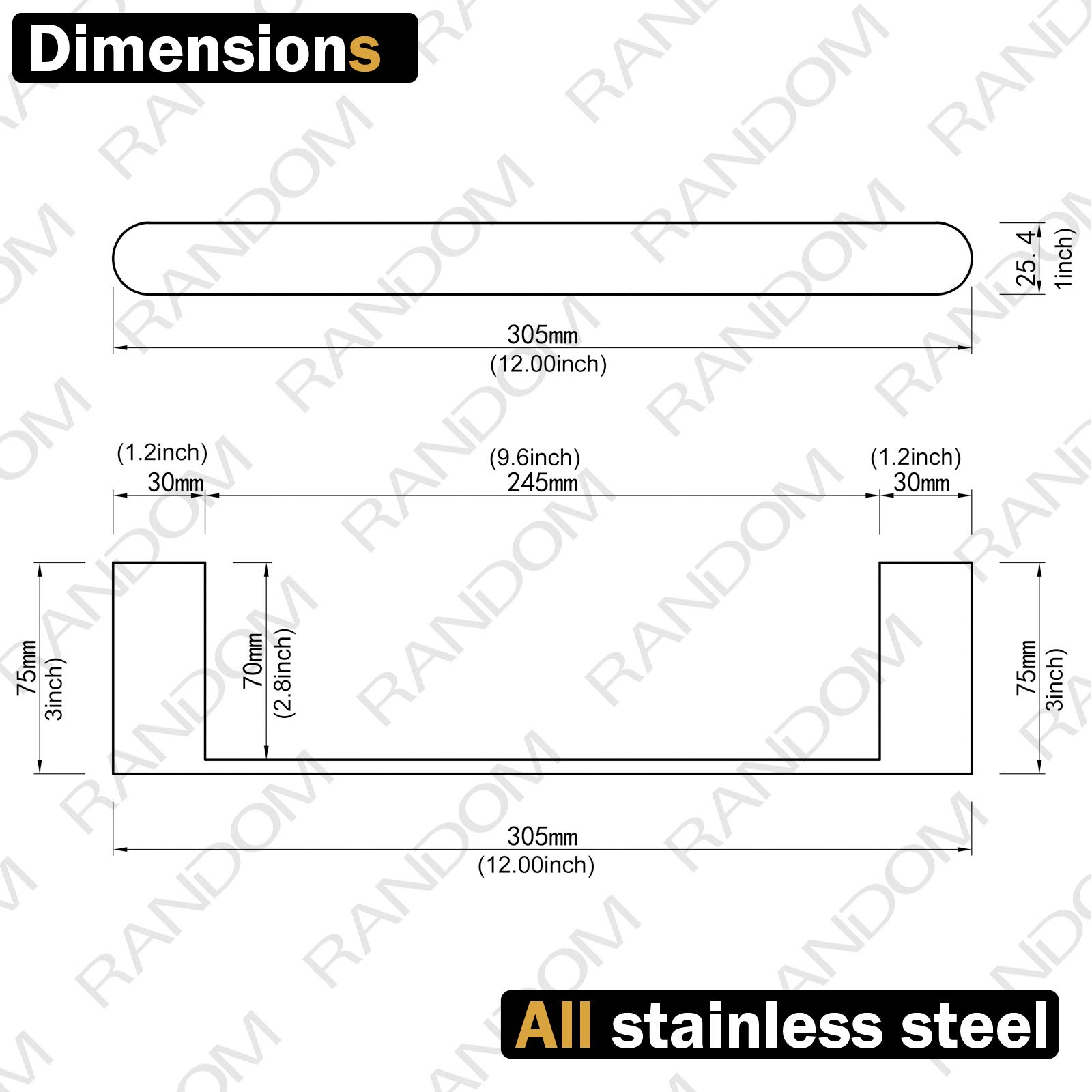 Toallero dorado cepillado de 12 pulgadas, accesorios de baño, toallero para baño, cocina, acero inoxidable SUS 304, estilo contemporáneo montado en la pared 96026-2-12BG. 2