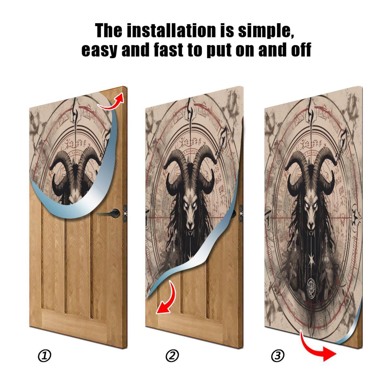 FLildon Satanic Goat Door Cover Decoration, Party Accessory Porch Decor for Festive Ornament Room Door Covers 35 x 79 Inch