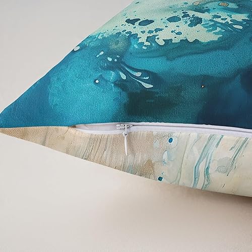 Miniatura 5 de Juego de 2 fundas de almohada abstractas modernas de 22 x 22 pulgadas, suaves, color verde azulado, negro y marrón, fundas de cojín para sala de