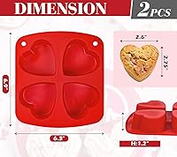 Vista 4 de Webake Molde de silicona en forma de corazón para tartas, sartén para hornear freidora de aire, molde para magdalenas de 4 cavidades para hornear