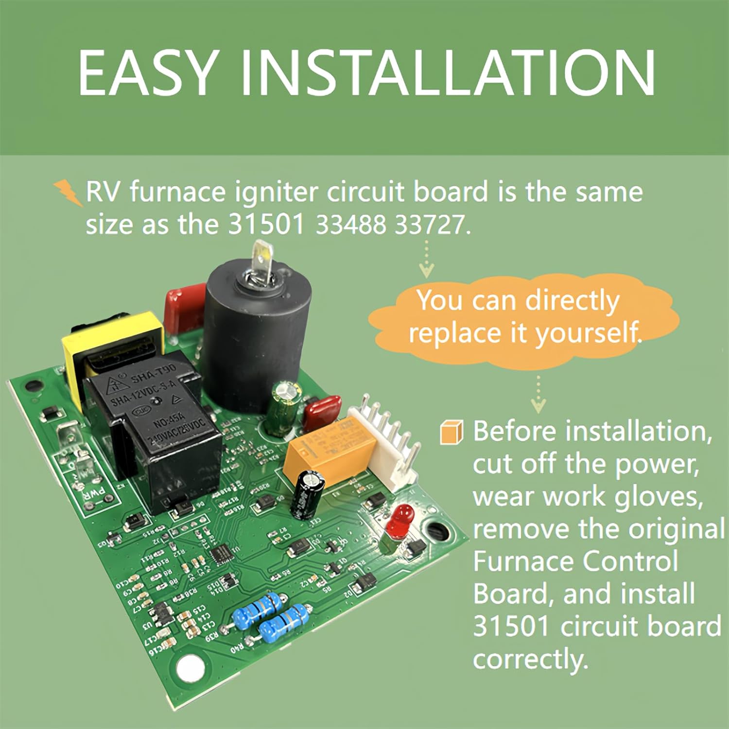 31501 RV Furnace Ignition Control Board Compatiblewith Atwood Printed Circuit PC Control Board Fit 33488,33727,85-IV 16, 85-IV 25,85-IV 20, 85-IV 31, 85-IV 35, Replacement Parts # 33488 33727