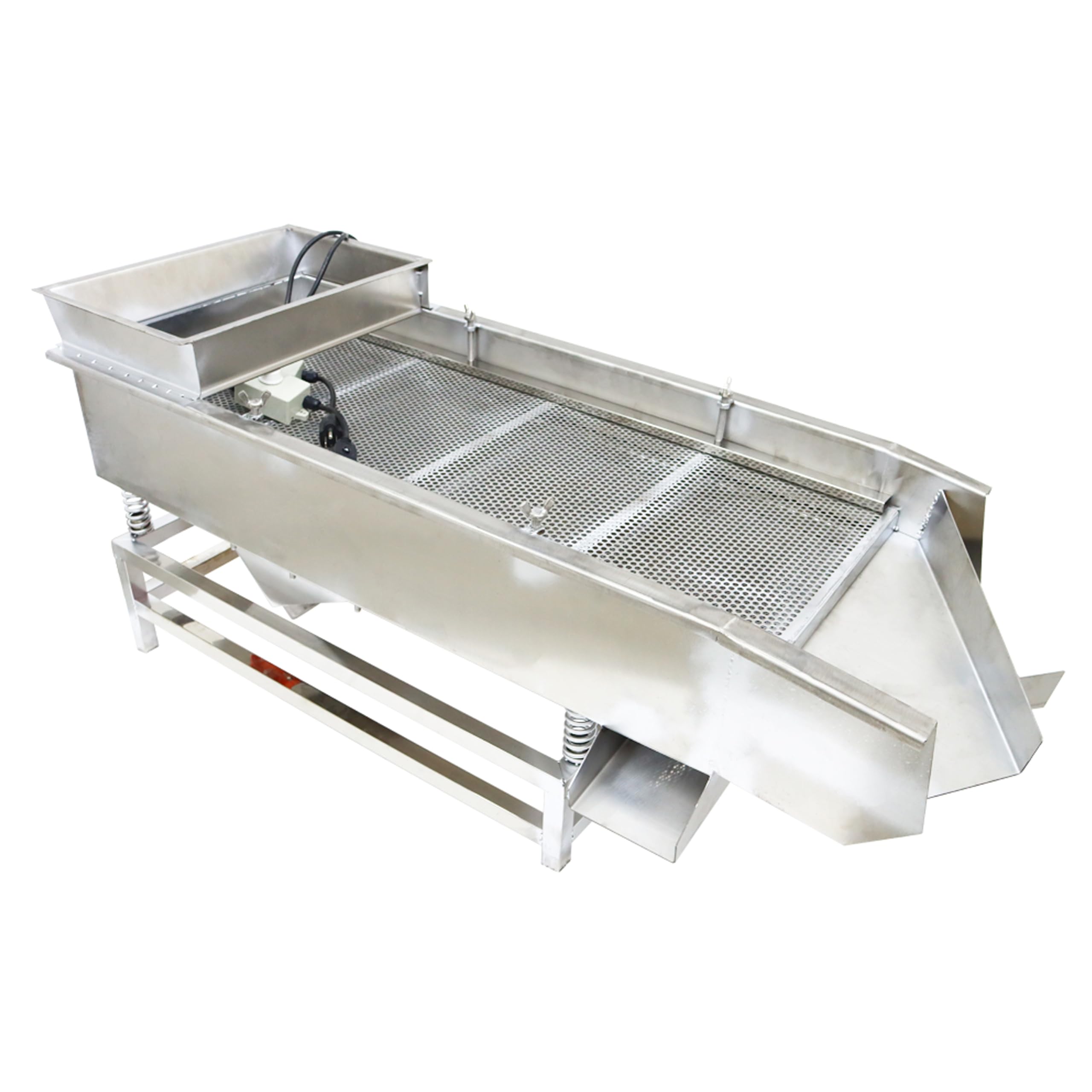 LGXEnzhuo 110V JG40-95 Linear Vibrating Screen Double Motor Double Layer 6mm and 1mm Round Mesh Full Stainless Steel 80W*2