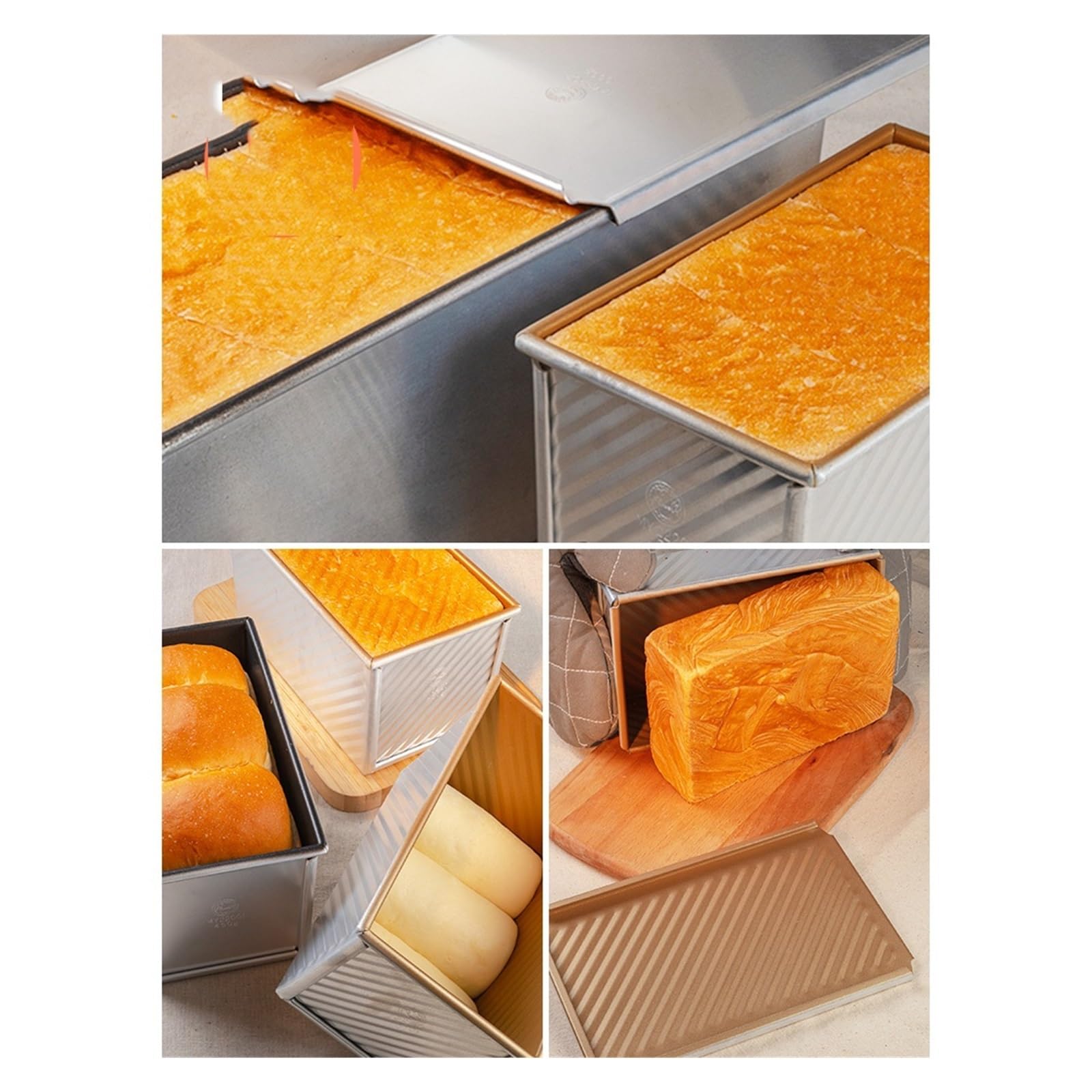 Molde for Pan de aleación de Aluminio con Tapa, Antiadherente, Caja Cuadrada for Tostadas, for Hornear Pan, Capacidad de Masa de 1 Libra(B)