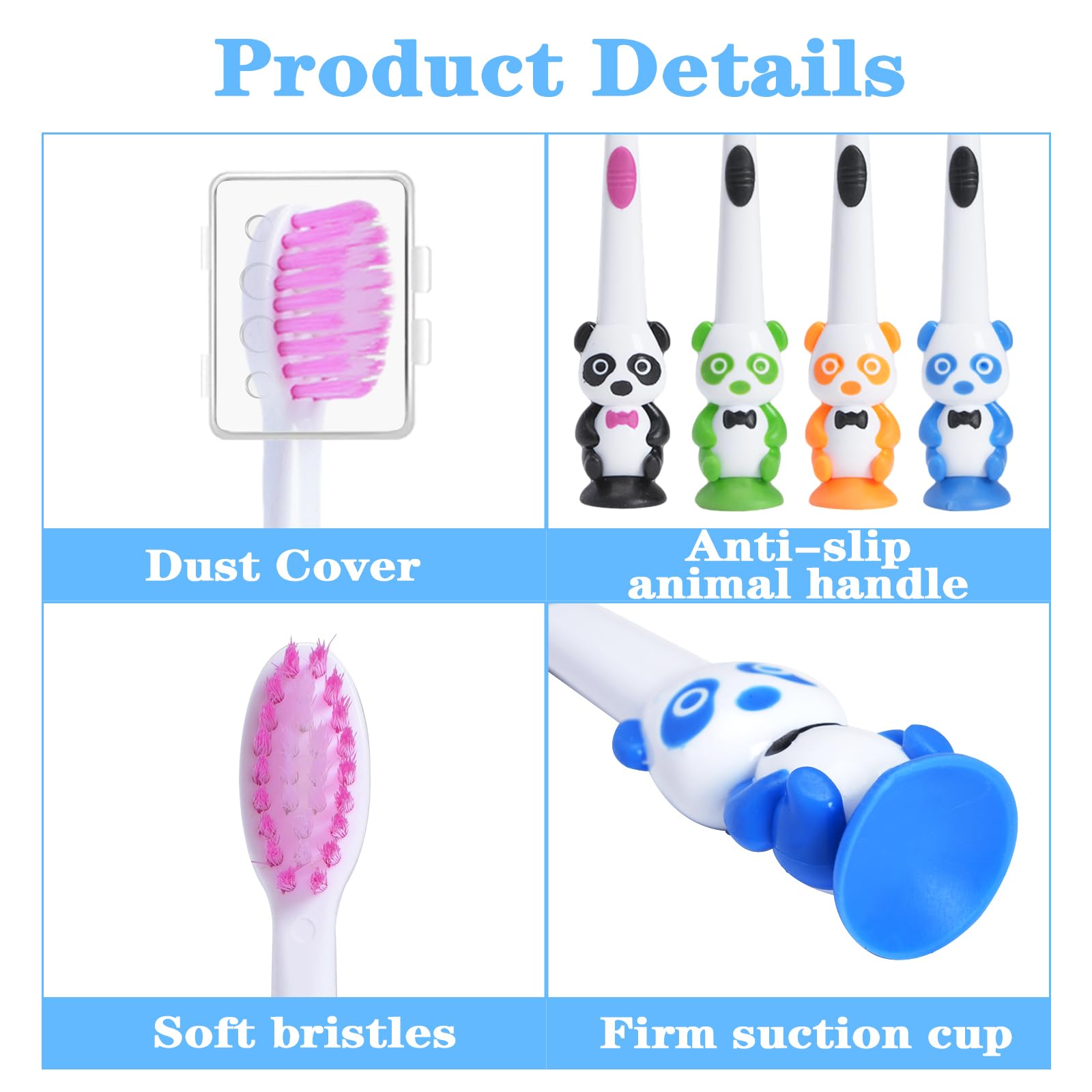 Paquete de 100 cepillos de dientes para niños, cerdas suaves a granel, cepillo de dientes para niños, bonito cepillo de dientes con ventosa, incluye fundas de viaje, cepillos de dientes envueltos