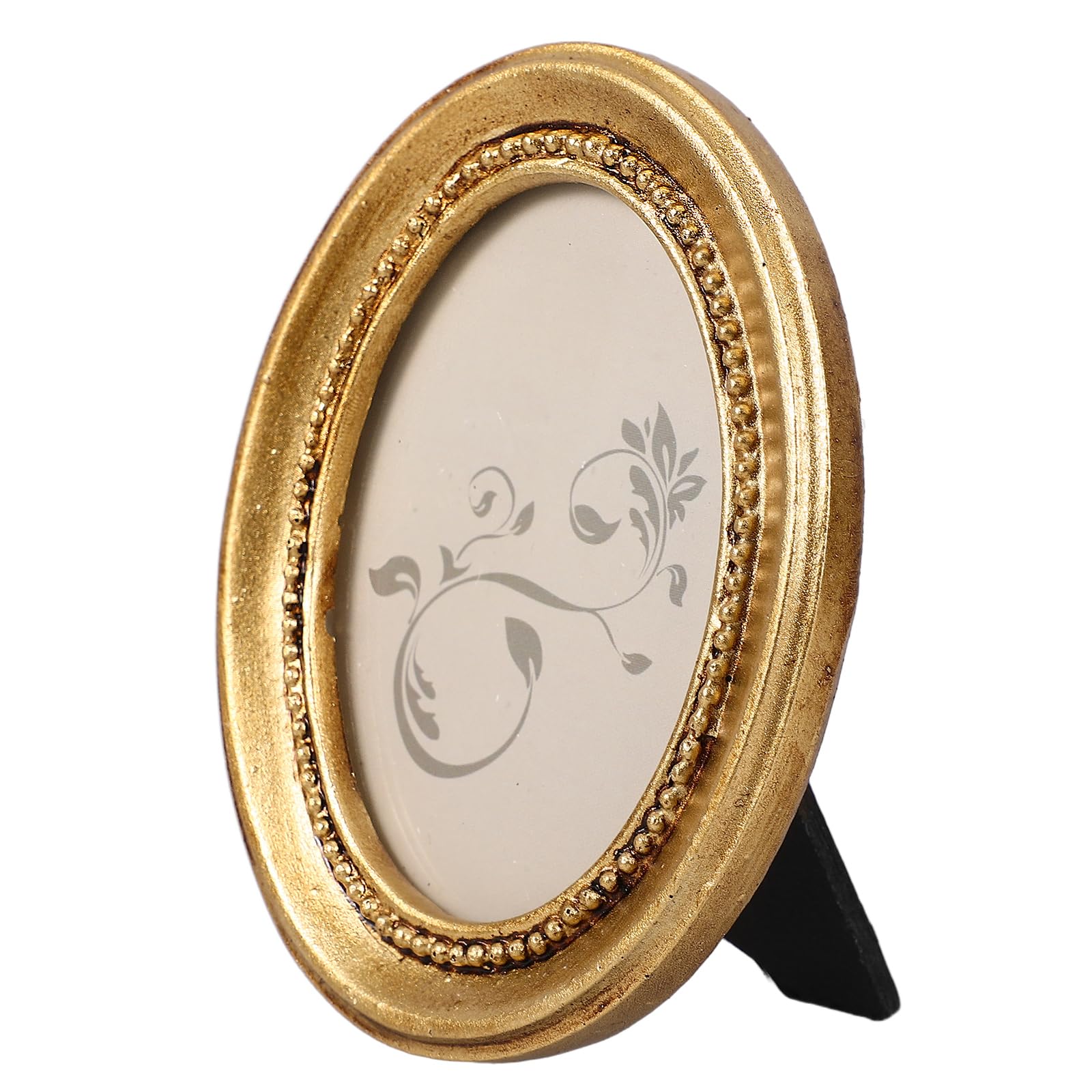 TOYANDONA Retro Photo Frame: 4 Inch European Style Vintage Resin Picture Frame with Stand, Oval Shape Picture Display for Wall & Tabletop - Retro Desktop Decor for Home, Office, Hallway