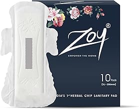 ZOY Herbal Sanitary Pads for Women XL Heavy Flow | Period Comfort Support, Rash-Free, Breathable Cotton | Night Pads, Odour Control, Ultra Thin Leak Lock | 10 Pads