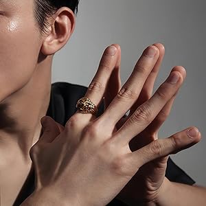 Amazon.com: ZHOU LIU FU 24K Solid Gold Lion Ring 990 Real Black