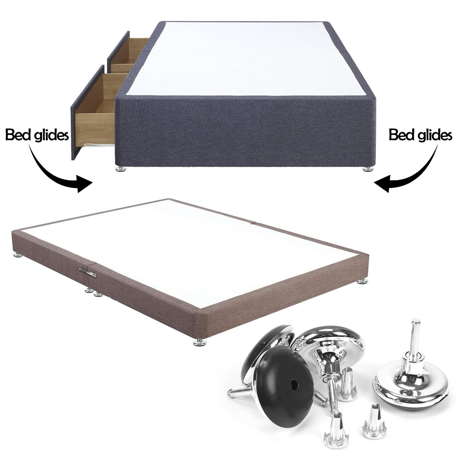 Minnhua 12 Pcs Furniture Legs Bed Castors Gliders with Metal Inserts for Beds Sofas Footstools Replacement for Castors Furniture Bed Chrome Feet Leg Glides Castors and Insert Fitting - Image 3