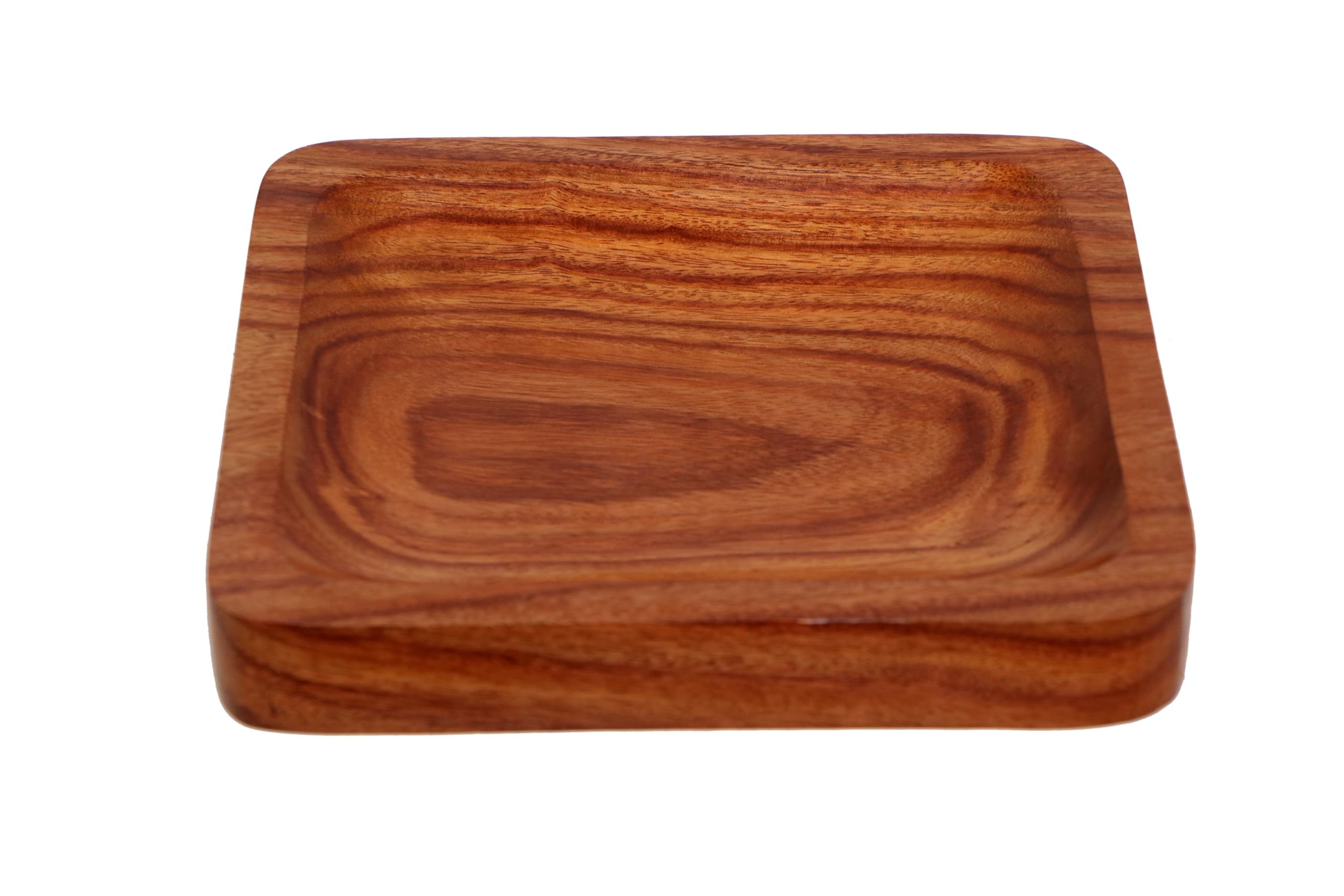 Honest ExportsPremium Wooden Serving Tray 7 x 7 inches - Coffee, Tea, and Serving Tray/Platter