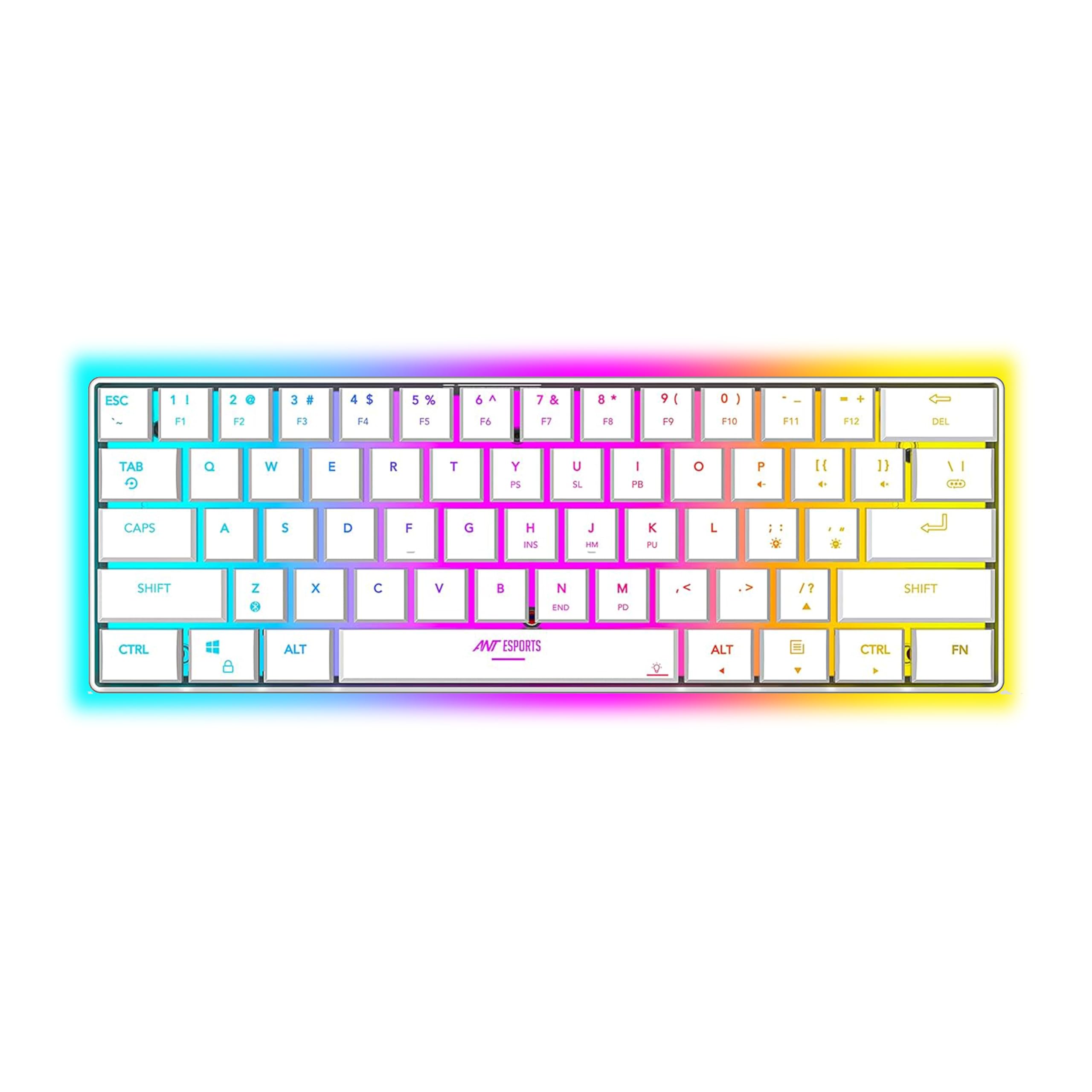 Ant Esports MK1500 Mini 60% Pro RGB Wireless Gaming Keyboard with Membrane Switches for PC / Mobile / Tablets / Laptop / TV's- White-picture-15