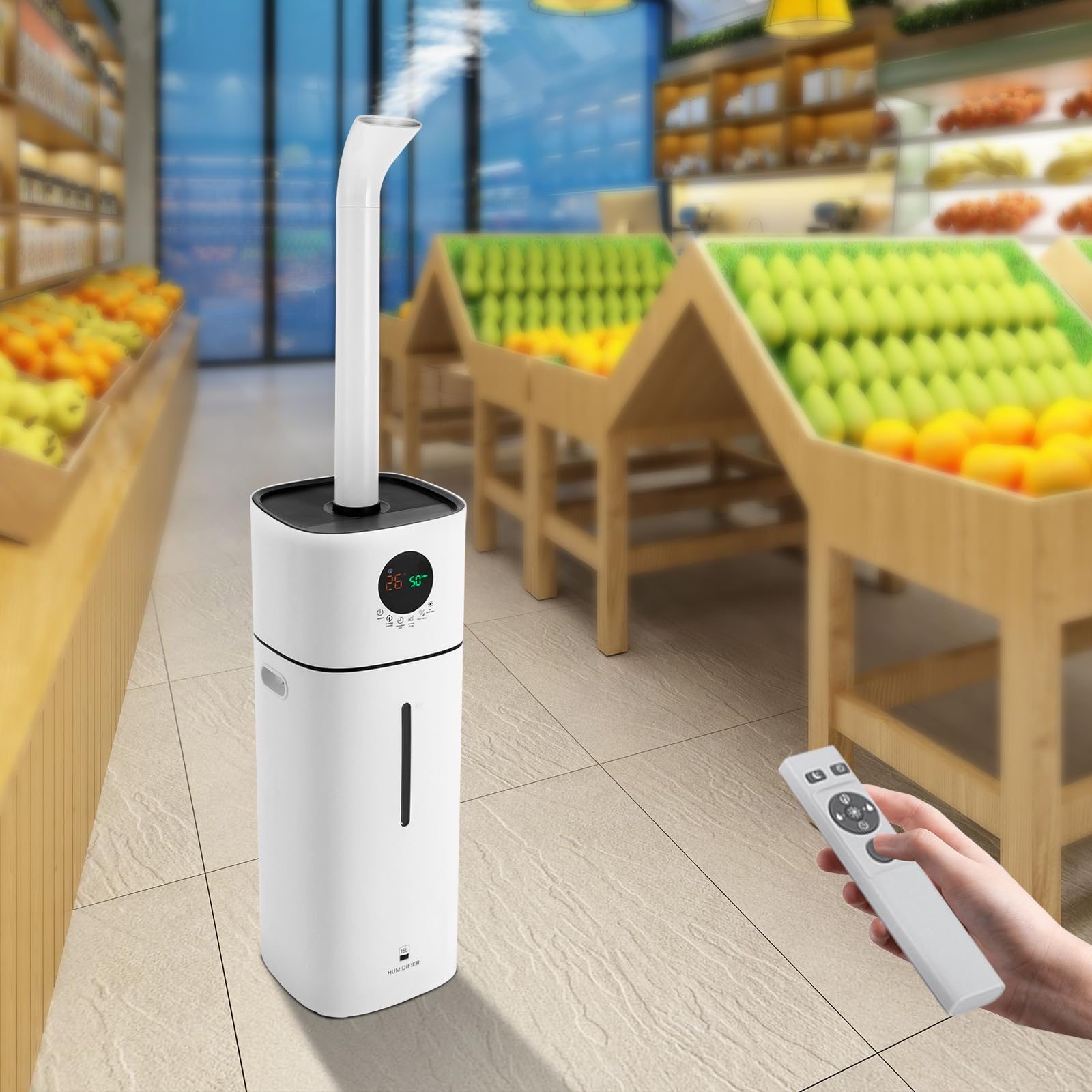 Nawilżacz powietrza Top Fill, 16 l, elektryczny nawilżacz powietrza, z pilotem zdalnego sterowania i technologią ultradźwiękową, funkcja timera 1-12-godzinnego, nawilżacz powietrza do sypialni,
