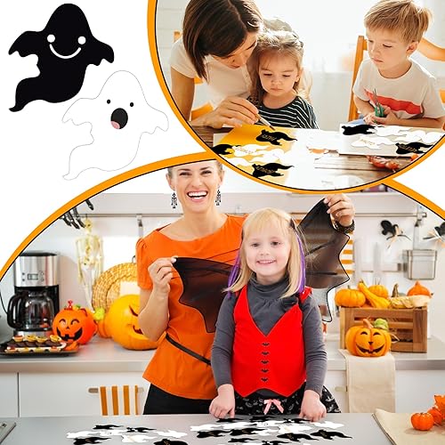 Miniatura 4 de Geyee 100 piezas de recortes de papel fantasma de Halloween para tablón de anuncios, decoración de aula de Halloween, fantasma, troqueles a granel,