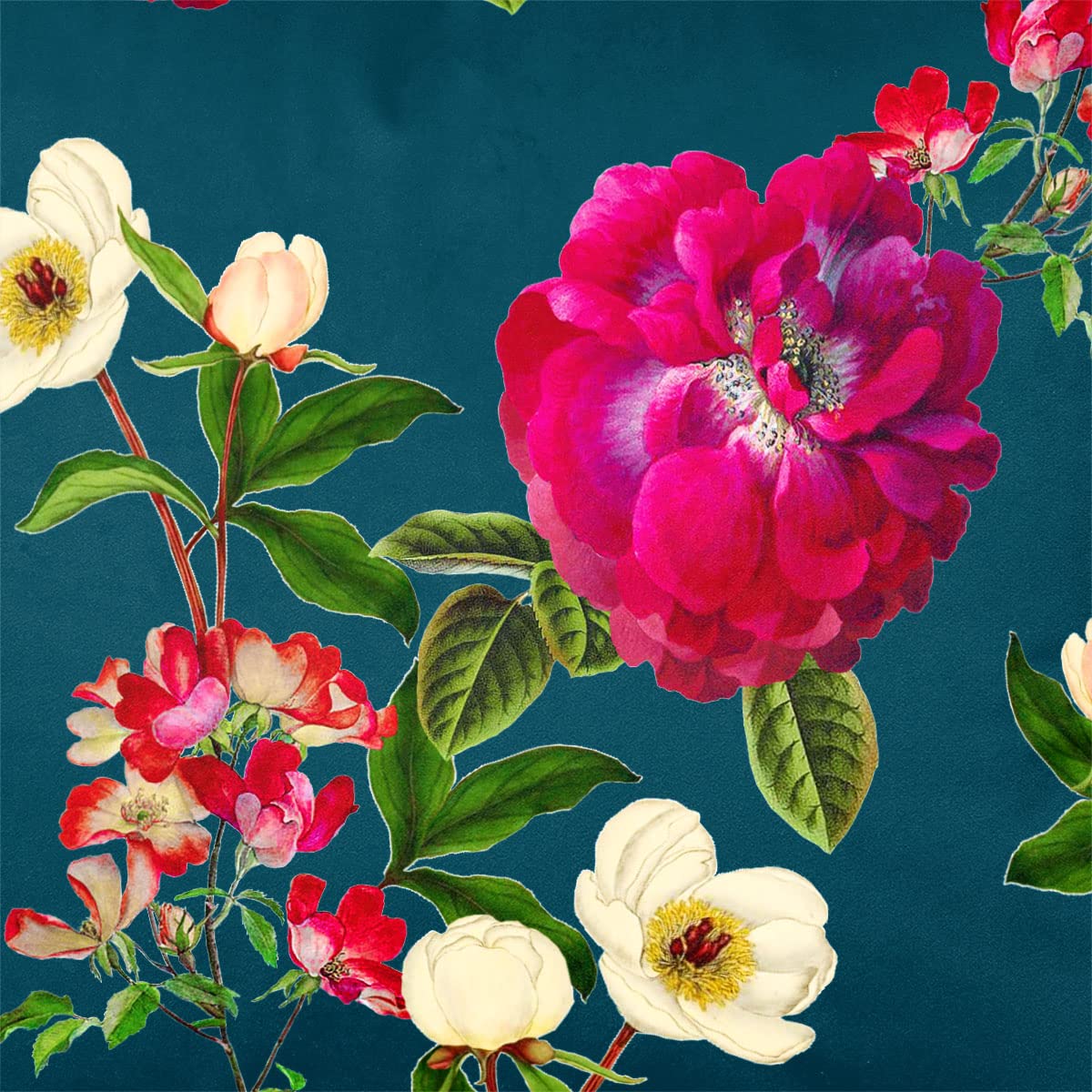 Izabela Peters Teal Luxury Upholstery Curtain Fabric - Eco-Friendly Velvet - Designer Blind, Craft, Sewing Fabric By The Metre - Floral Glade - Sample