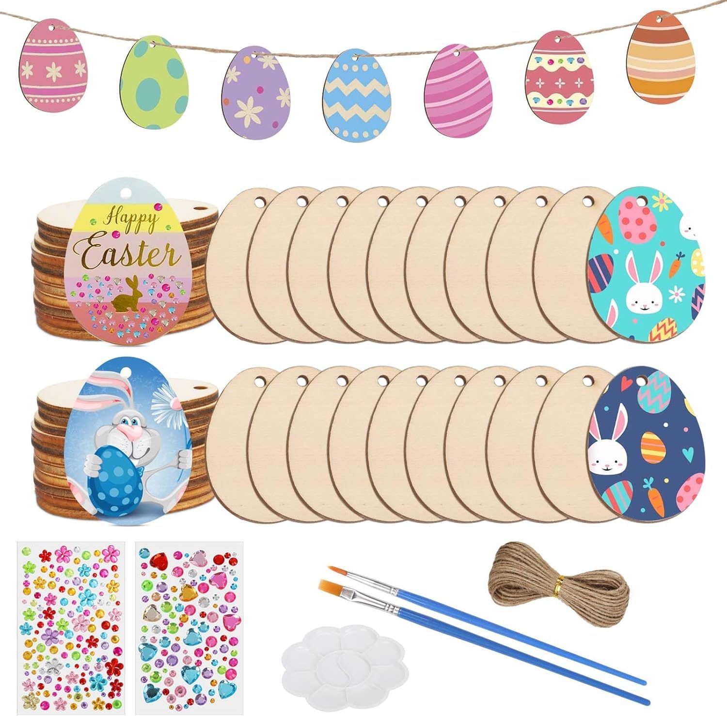 50pcs Easter Crafts For Kids 50mm Unfinished Diy Wooden Eggs, Easter Eggs For Kids Easter Party Supplies Kids Painting Arts Crafts Spring Home Garden Decor