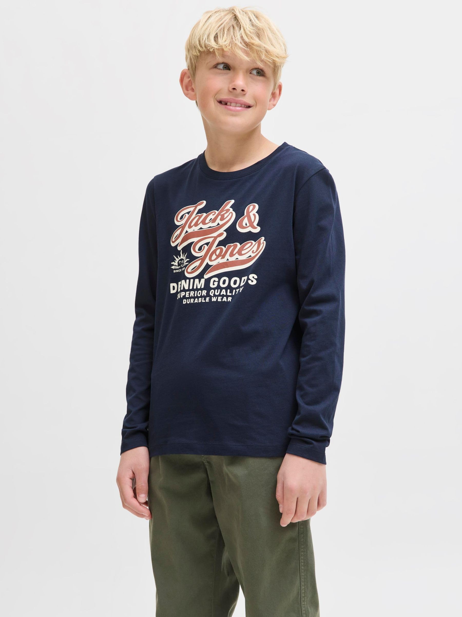 JACK & JONES Jjelogo Tee Ls O-NEC 2 Col Aw25 Noos JNR Jjelogo T-Shirt Ls O-NEC 2 Col Aw25 Noos JNR Homme (Lot de 1)