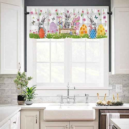 Miniatura 10 de Tomalillin Cenefas del día de San Patricio, ventana de cocina, gnomo del día de San Patricio, trébol, cenefa a cuadros, cortinas a cuadros blancos y