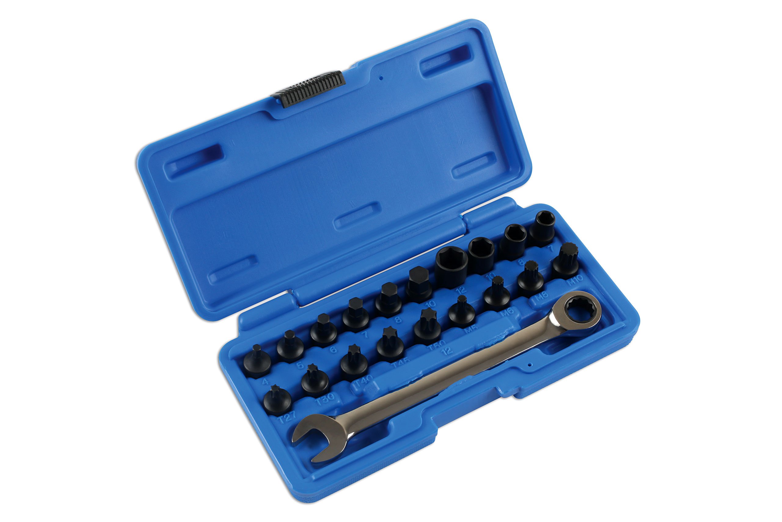 Laser 5914.0 Flachbitsatz – 20 Teile, 1/4 Zoll Antrieb, Für Türscharniere & Enge Räume