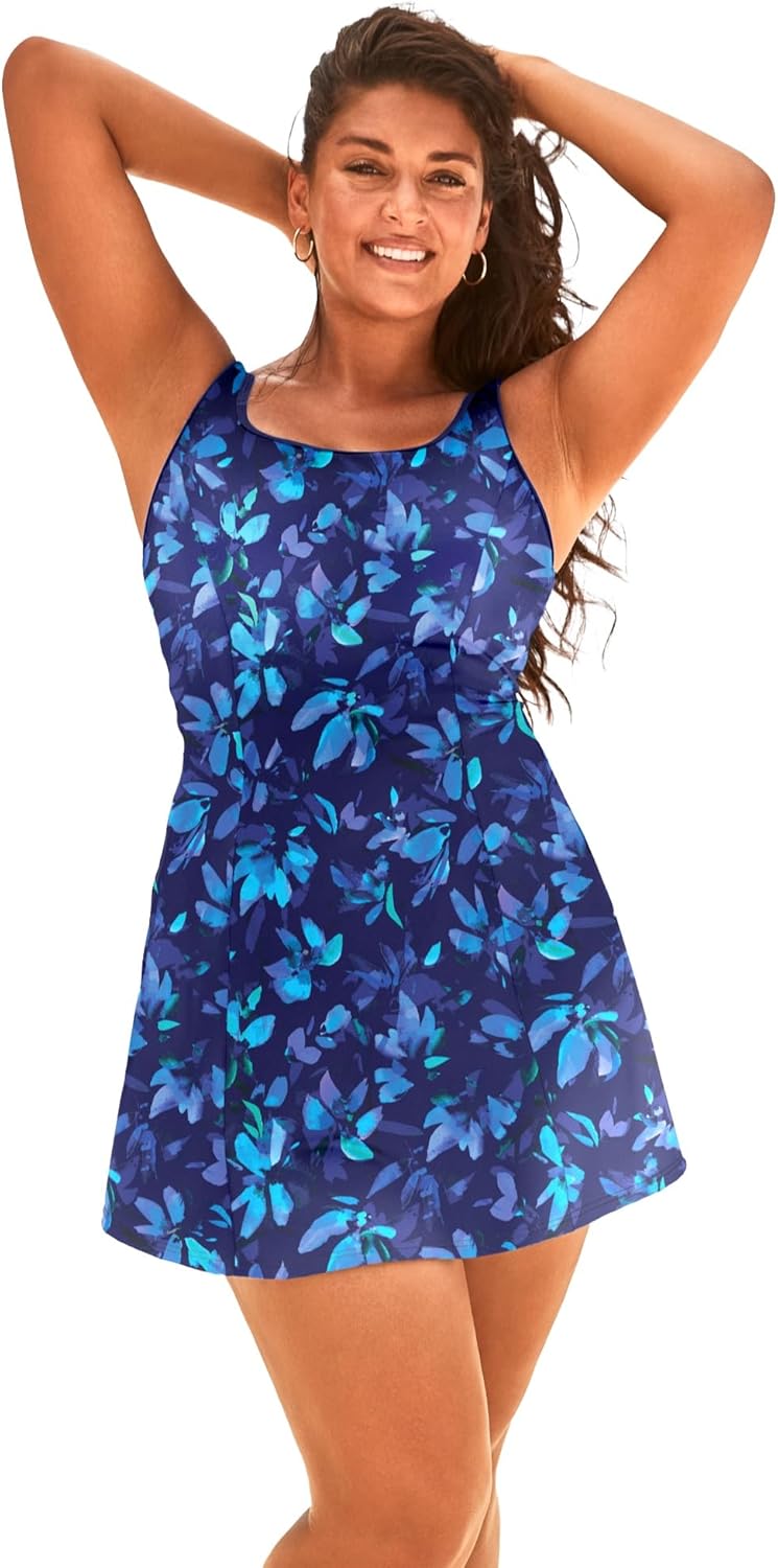Swimsuits For All Women's Chlorine Resistant Tank Swimdress (Plus