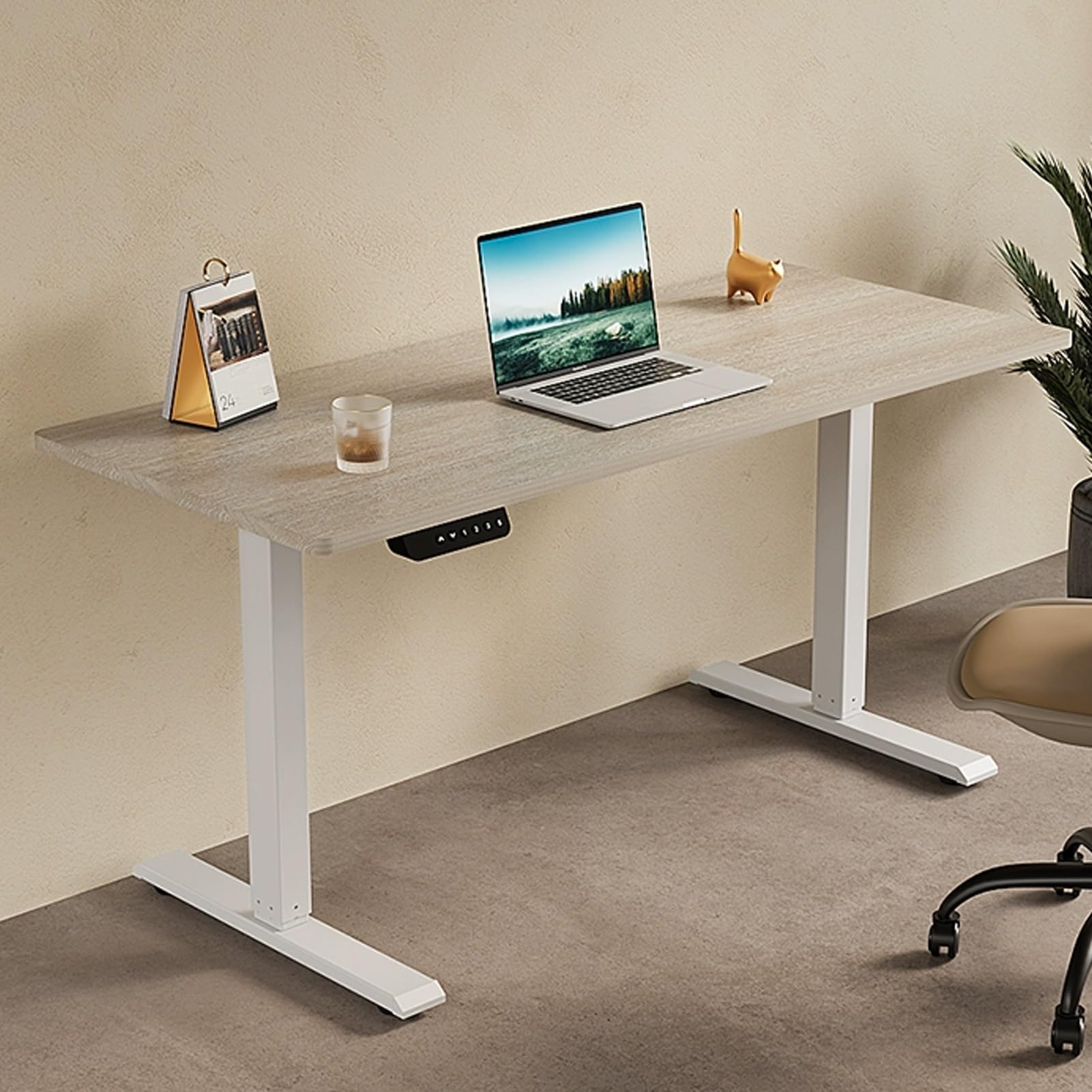 MYUYEE Jkghk Adjustable Standing Desk, Stand Up Desk With 3 Preset Heights, Office Desk With Headphone Hook And Cup Holder, I-Beam Computer Desk, For Home Office (Gray White-47.2In)