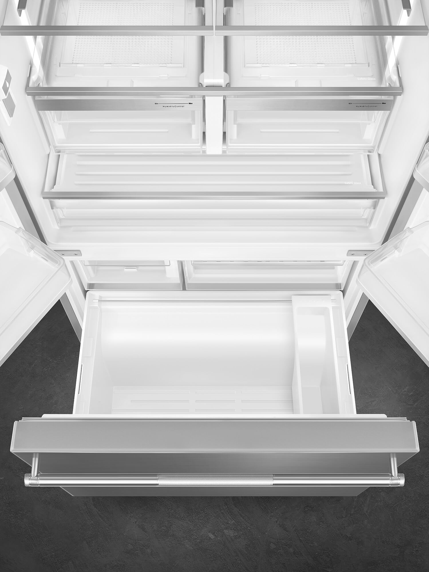 Smeg 36” French Door Refrigerator – Premium Stainless Steel Fridge With Internal Ice & Water Dispenser Technology With Style on Fridge.com - View 3