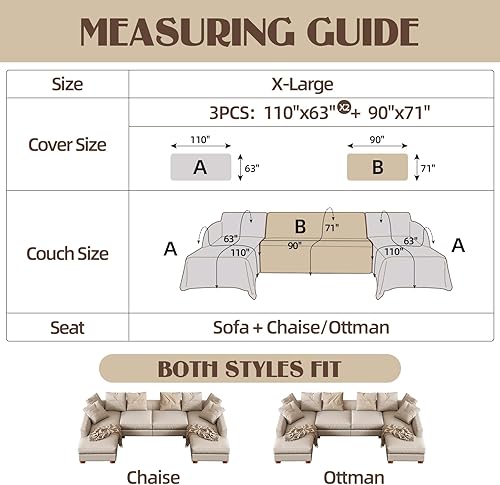 Miniatura 2 de Fundas para sofá modular en forma de U, 3 piezas para sofá seccional, funda lavable en forma de U, protector de muebles para perros y mascotas (2