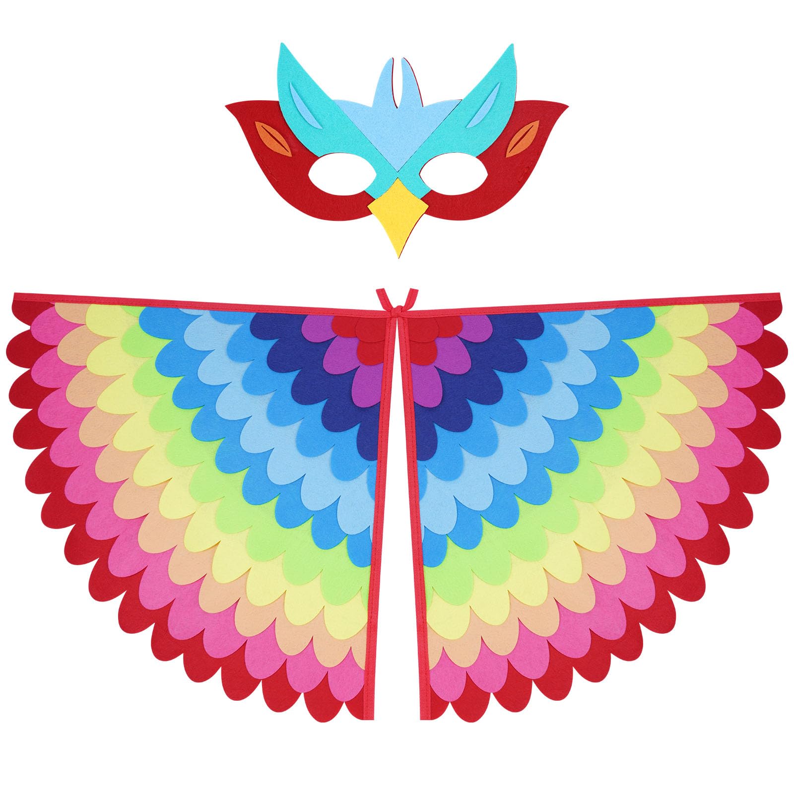 URAQT Alas Disfraz Pajaro Niño, 2pcs Disfraz Niña y Niños con Mascara y Alas de Pajaro, Capa Disfraz Pajaro de Fieltro de 3 a 8 Años, Disfraz Carnaval Niña y Niño para Halloween Navidad Cosplay Fiesta