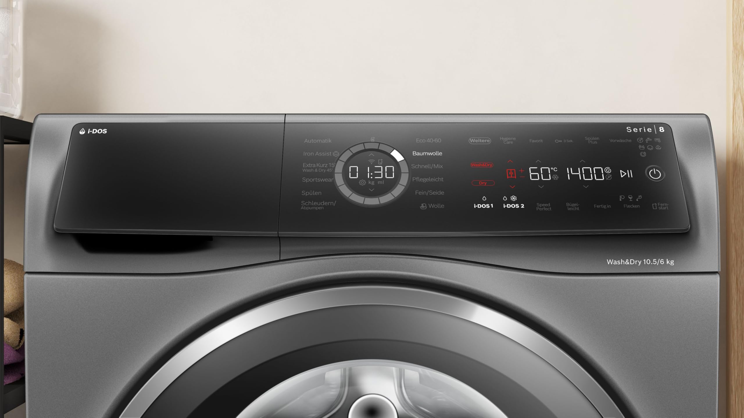 Bosch Serie 8 WNC254AS0 Waschtrockner 10.5 kg Waschen 6 kg Trocknen 1400 UpM i-Dos IronAssist Dampffunktion AutoDry
