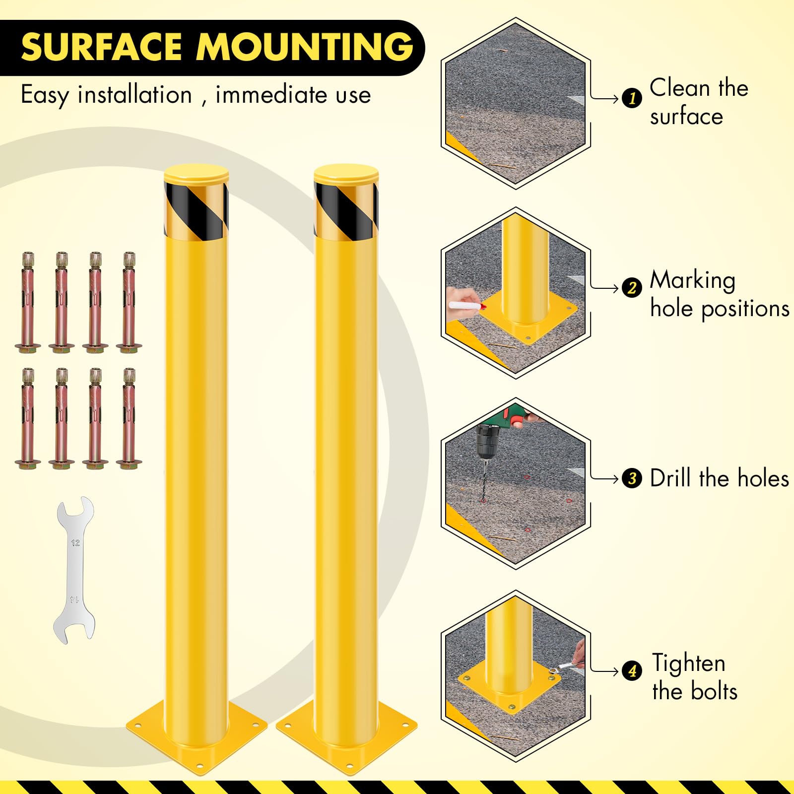 Snapklik.com : GARVEE Safety Bollard Post, 48 X 4.5 In Steel Traffic ...