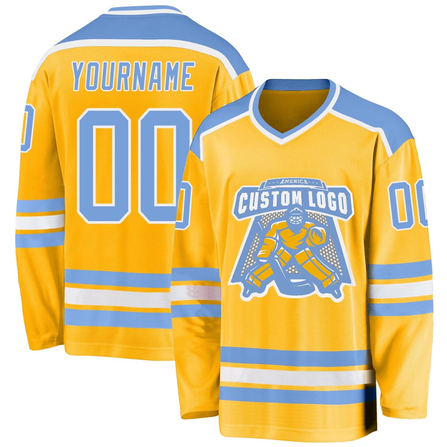 Custom Name Number White Black-Orange Hockey Jersey, Personalized Team V-Neck Sports Hockey Jersey for Men Women Youth