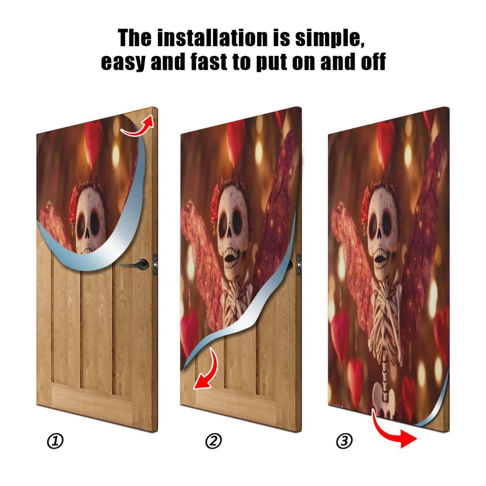 FLildon Valentine's Day Love You to Death Door Cover Decoration, Party Accessory Porch Decor for Festive Ornament Room Door Covers 32 x 79 Inch