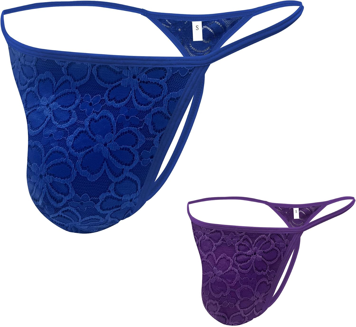 Sexy Men Lace Thongs T Back Underwear G String Thong 2 Pack S-4XL | GAREDOB Men Thongs Soft Lace T Back G String Thong 2 Pack Size S-4XL
