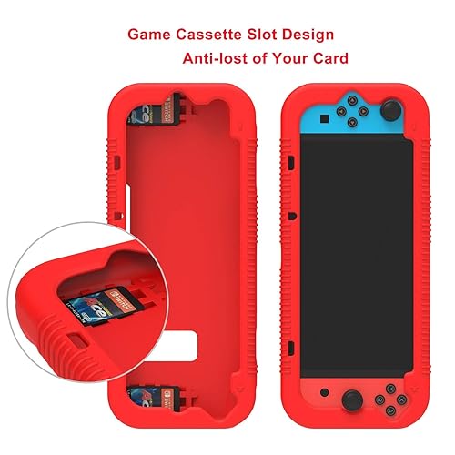 Miniatura 3 de Teyomi Protective Silicone Case for Nintendo Switch, Grip Cover with Tempered Glass Screen Protector, 2 Storage Slots for Game Cards,