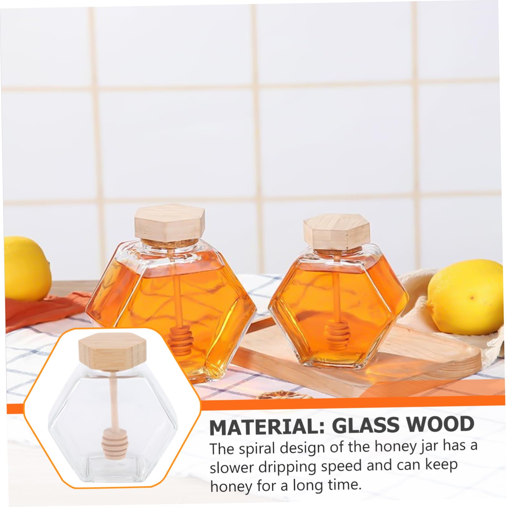 Alipis Clear Glass Honey Pot with Dipper Sealing Jar for Kitchen Storage Transparent for Easy Monitoring of Honey Levels