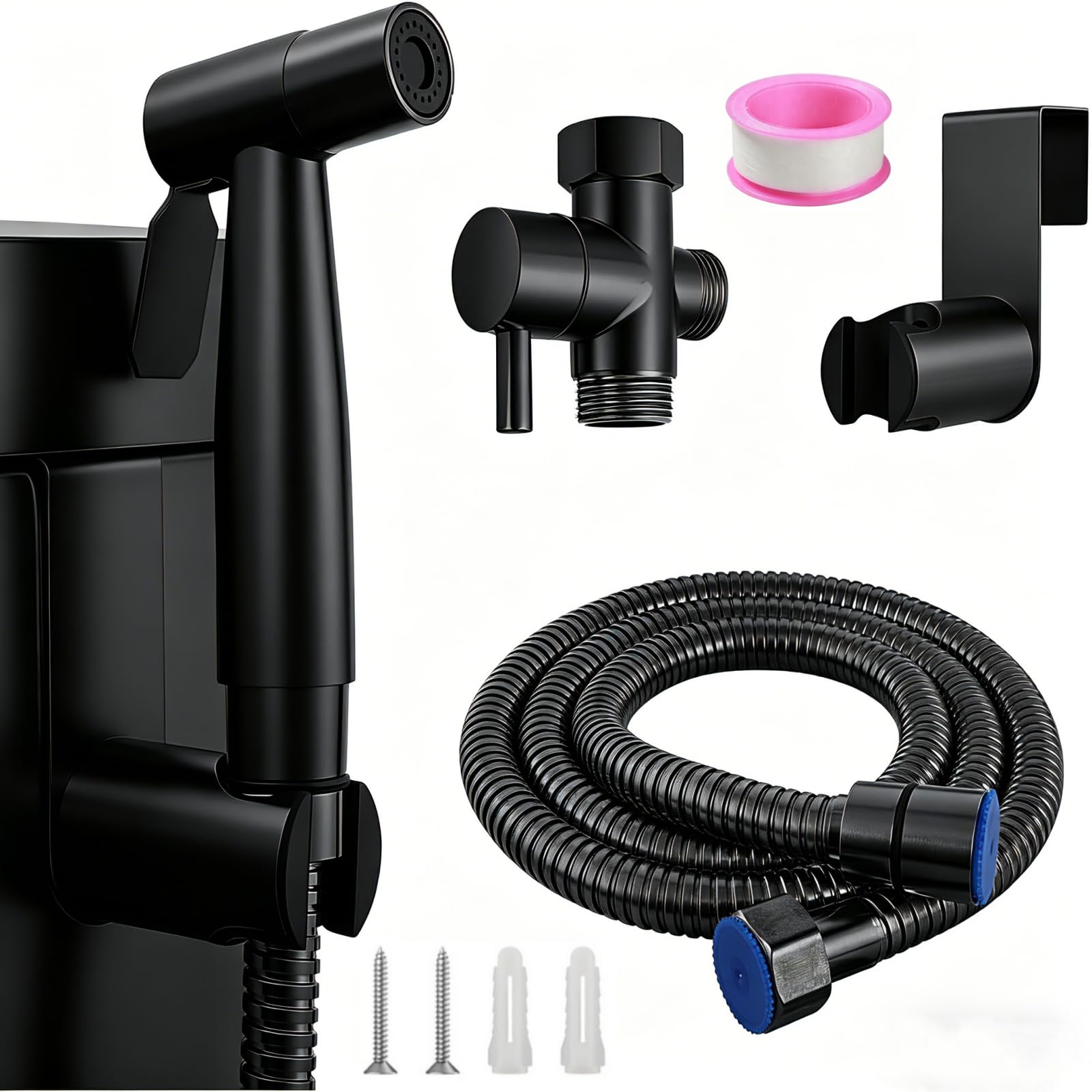 Handheld Bidet Sprayer Set, Toilet Shower Spray Kit, Adjustable Pressure Stainless Steel Hand Held Douche Bidets with 1.5m Hose, Portable Bidet for Personal Hygiene, Pet Bath