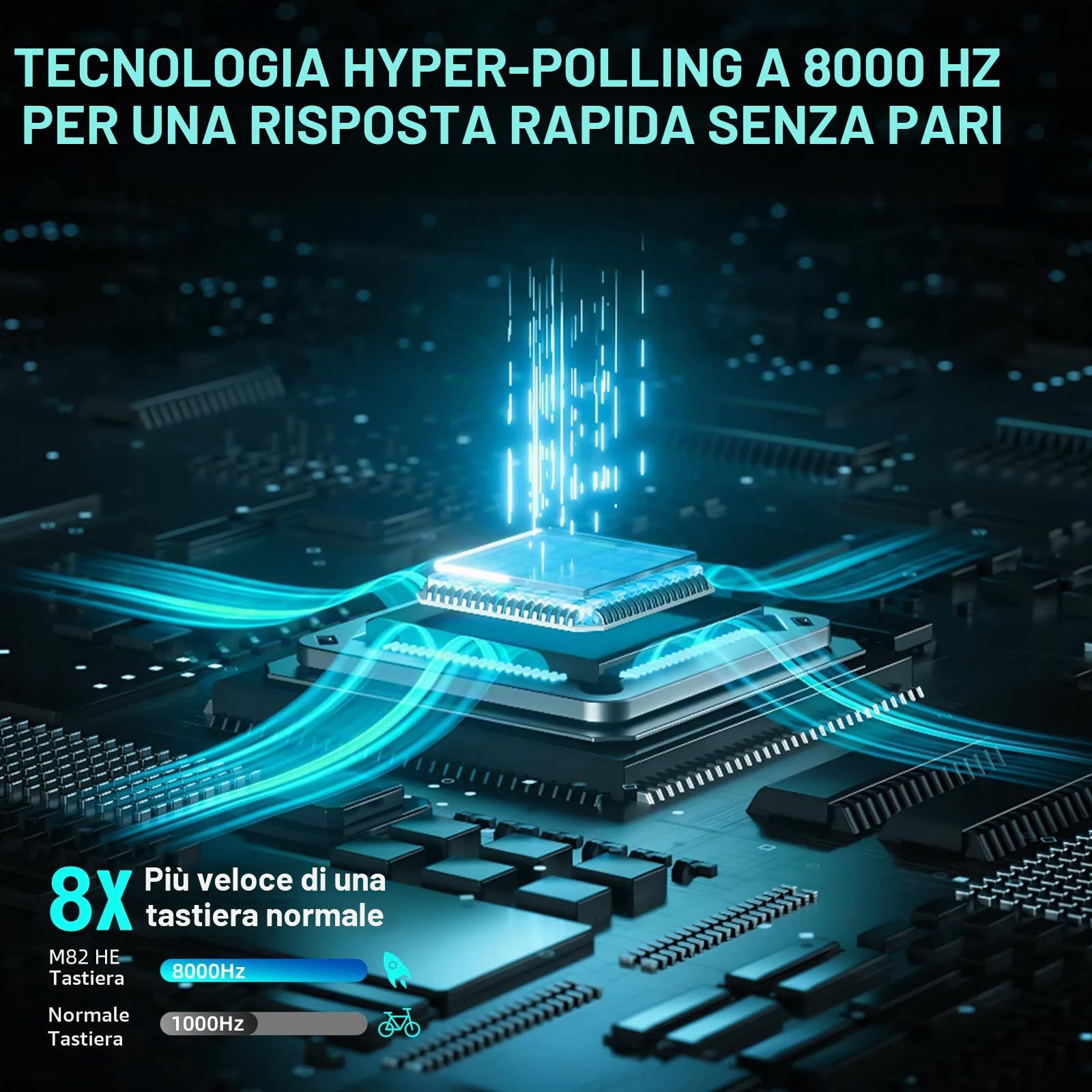 MAMBASNAKE M82HE QWERTY Tastiera magnetica cablata al 75% con frequenza di polling di attivazione rapida a 8000 Hz, attuazione regolabile e precisione di 0.01 mm, retroilluminata RGB(Contorno bianco)